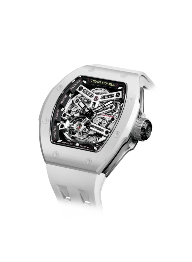 TSAR BOMBA Men's Rubber Automatic Watch TB8218SETC-01KBU/WH - 44.5x50.4 mm - Image 4